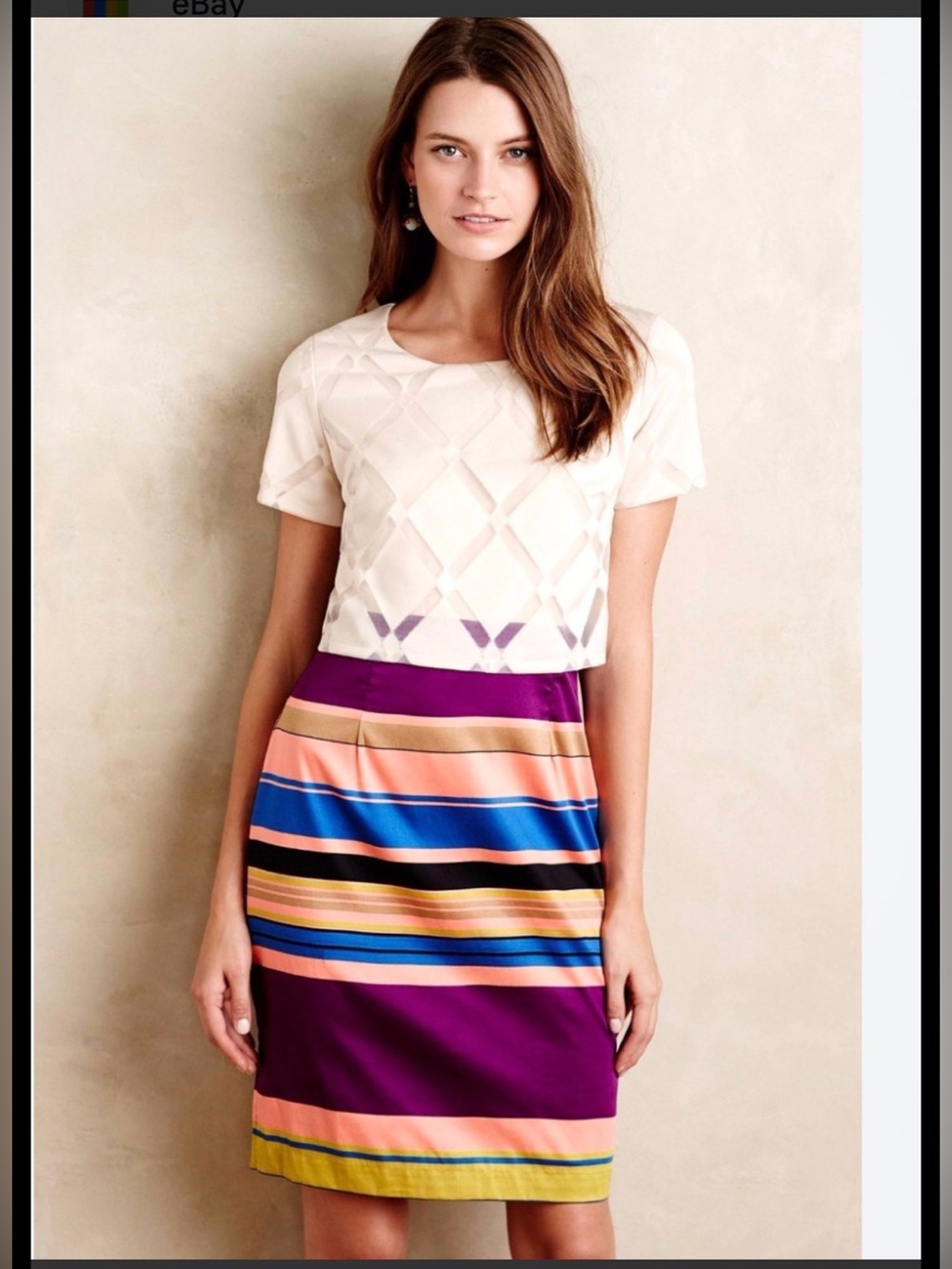 Anthropologie Weston Carolina Striped Mixed Media Sheath Dress